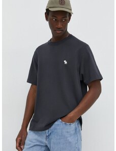 Bombažna kratka majica Abercrombie & Fitch moški, črna barva
