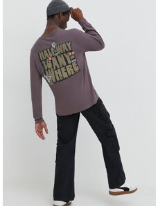 Bombažna majica z dolgimi rokavi Hollister Co. vijolična barva
