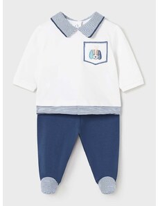 Komplet za dojenčka z mešanico lanu Mayoral Newborn mornarsko modra barva