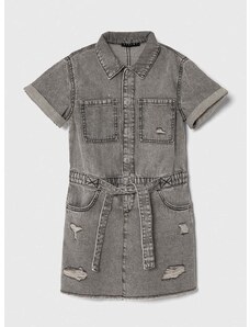 Otroška jeans obleka Sisley siva barva