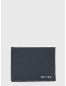 Usnjena denarnica Calvin Klein moški, siva barva