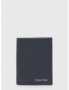 Usnjena denarnica Calvin Klein moški, siva barva