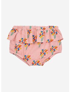 Kratke hlače za dojenčke iz lanene mešanice Bobo Choses roza barva