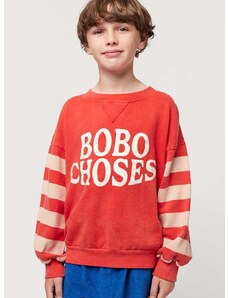 Otroški bombažen pulover Bobo Choses rdeča barva