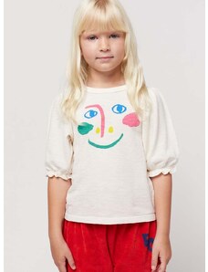 Otroška bombažna majica z dolgimi rokavi Bobo Choses bela barva
