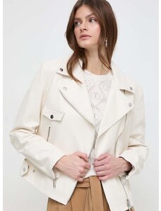Usnjena biker jakna BOSS ženska, bela barva
