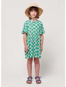Otroška bombažna obleka Bobo Choses zelena barva
