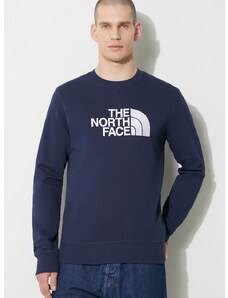 Bombažen pulover The North Face M Drew Peak Crew Light moški, mornarsko modra barva, NF0A4T1E8K21