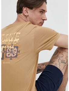 Bombažna kratka majica Billabong BILLABONG X CORAL GARDENERS moška, bež barva