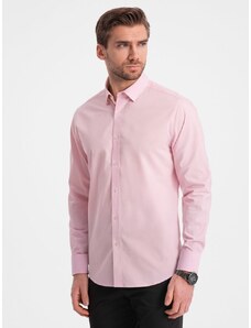 Ombre Clothing Bombažna rožnata srajca enostavnega dizajna V2 SHOS-0154