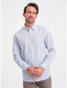 Ombre Clothing Moška črtasta modro bela srajca SHOS-0155