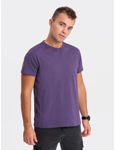 Ombre Clothing Bombažna klasična vijolična majica s kratkimi rokavi V9 TSBS-0146