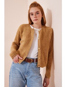 Happiness İstanbul Women's Biscuit Boucle Knit Sweater Jacket Cardigan