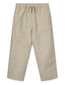 Otroške hlače s primesjo lanu Liewood Orlando Linen Pants bež barva