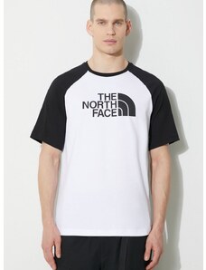 Bombažna kratka majica The North Face M S/S Raglan Easy Tee moška, bela barva, NF0A87N7FN41