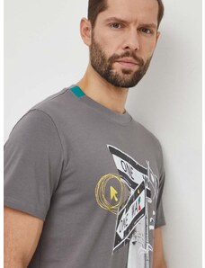 Bombažna kratka majica Desigual moški, siva barva