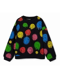 Otroški bombažen pulover Desigual črna barva