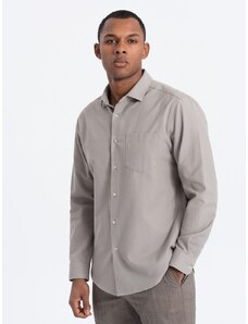 Ombre Clothing Ležerna siva srajca z žepom V1 SHCS-0148