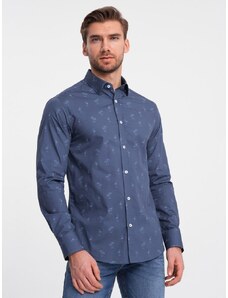 Ombre Clothing Zanimiva temno modra srajca s trendovskim vzorcem V5 SHCS-0156