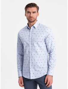Ombre Clothing Zanimiva svetlo modra srajca s trendovskim vzorcem V6 SHCS-0156