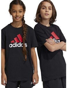Otroška bombažna kratka majica adidas U BL 2 TEE črna barva