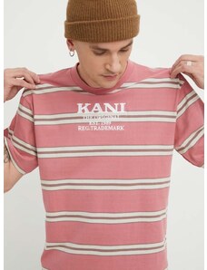 Bombažna kratka majica Karl Kani moški, roza barva