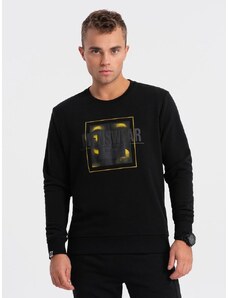 Ombre Clothing Trendovski črn pulover z izrazitim napisom V1 SSPS-0157