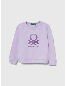 Otroški bombažen pulover United Colors of Benetton vijolična barva
