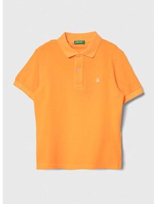 Otroški bombažen polo United Colors of Benetton oranžna barva