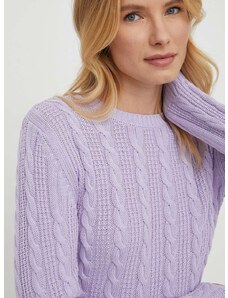 Bombažen pulover United Colors of Benetton vijolična barva