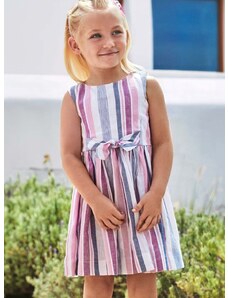Otroška obleka z mešanico lanu Mayoral vijolična barva