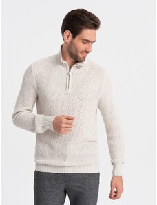 Ombre Clothing Eleganten moški pulover v krem barvi V1 SWZS-0105