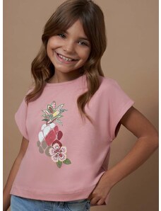 Otroška bombažna kratka majica Mayoral roza barva