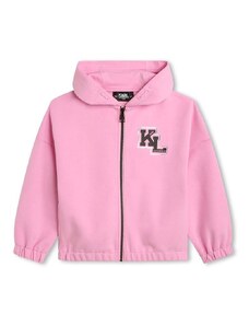 Otroški pulover Karl Lagerfeld roza barva, s kapuco
