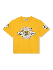 Otroška bombažna kratka majica Kenzo Kids rumena barva