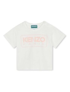 Otroška bombažna kratka majica Kenzo Kids bela barva
