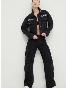 Jeans jakna Karl Kani ženska, črna barva