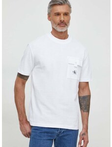 Kratka majica Calvin Klein Jeans moški, bela barva