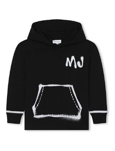Otroški bombažen pulover Marc Jacobs črna barva, s kapuco