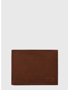 Usnjena denarnica Levi's rjava barva