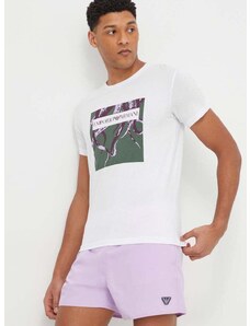 Bombažna kratka majica Emporio Armani Underwear moški, bela barva