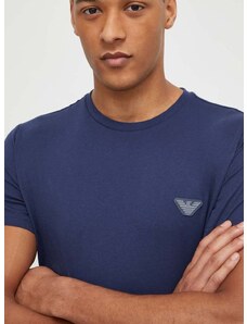 Bombažna kratka majica Emporio Armani Underwear moški, mornarsko modra barva