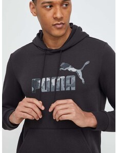 Pulover Puma moška, črna barva, s kapuco