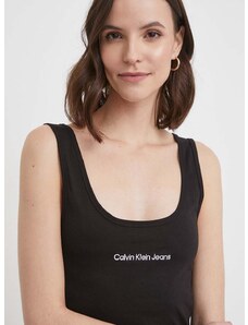 Bombažen top Calvin Klein Jeans črna barva