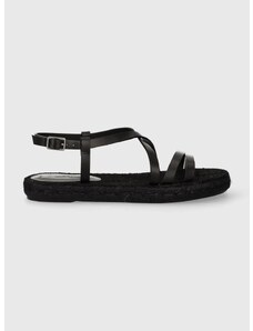 Usnjeni sandali Weekend Max Mara Pilard2 ženski, črna barva, 2415521135670