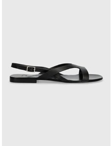 Usnjeni sandali Weekend Max Mara Monviso ženski, črna barva, 2415521115600