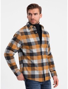 Ombre Clothing Originalna flanelna karo rumeno črna srajca V2 SHCS-0150