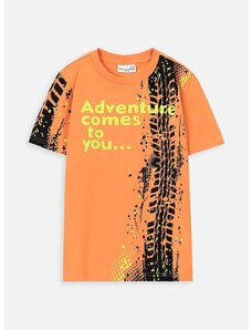 Otroška bombažna kratka majica Coccodrillo oranžna barva