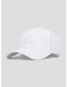 Bombažna bejzbolska kapa adidas bela barva