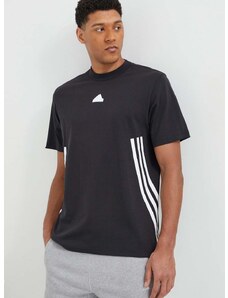 Bombažna kratka majica adidas moški, črna barva